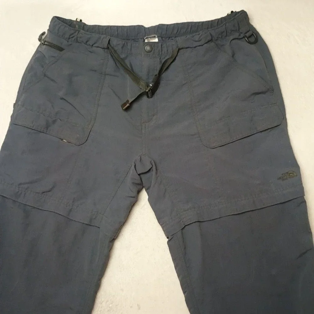 North Face Pants Mens 2XL Blue Cargo Convertible Nylon Relaxed Outdoor Hiking